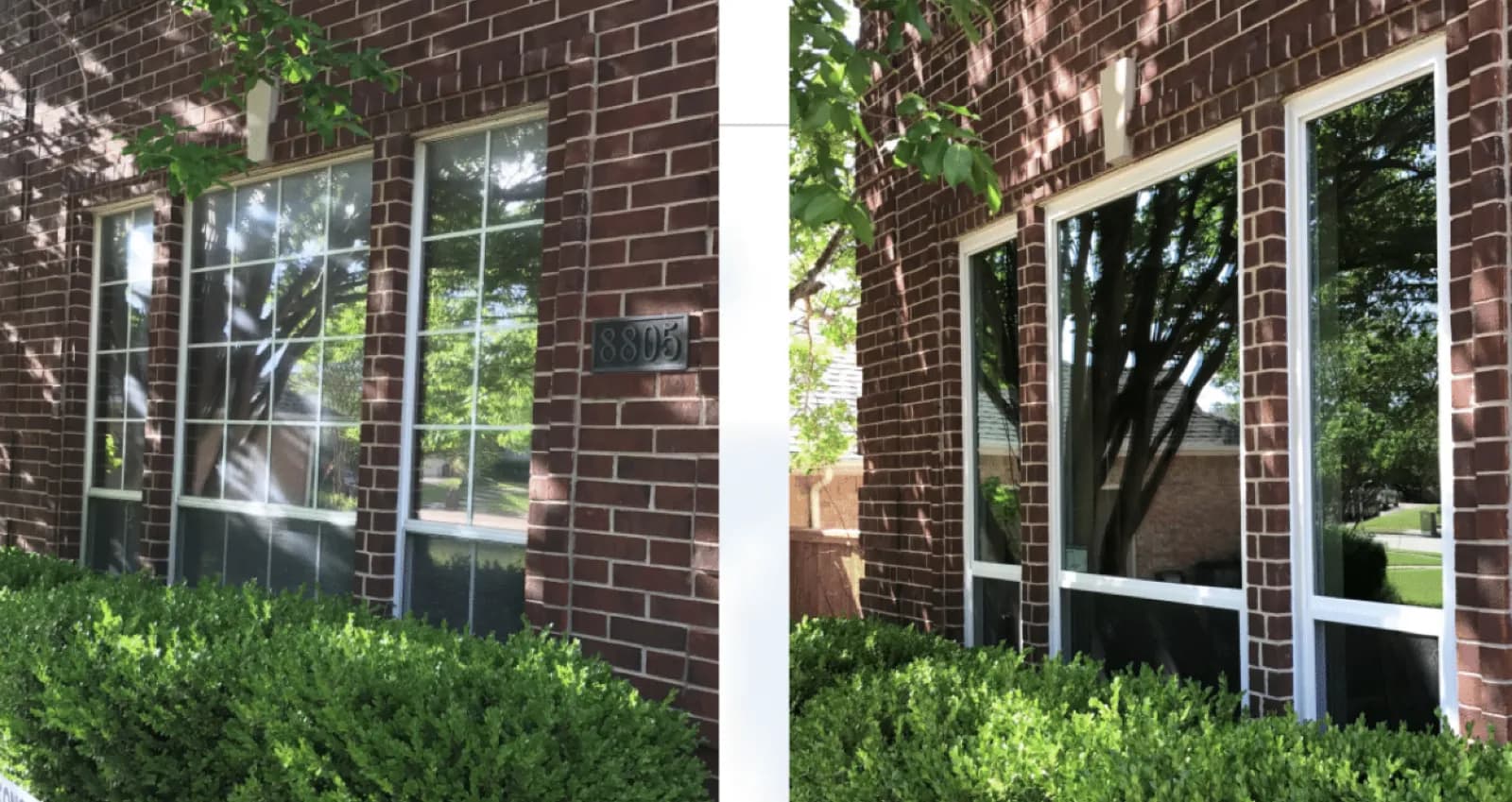 Before and after comparison of single-pane and new double-pane windows