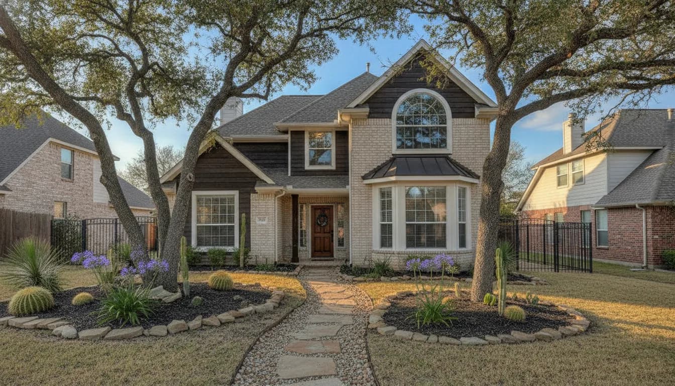 DFW home with a bay window and a curved bow window